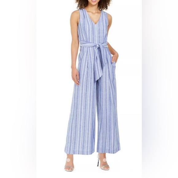 Calvin Klein Women's Blue and White Jumpsuit - Picture 1 of 3